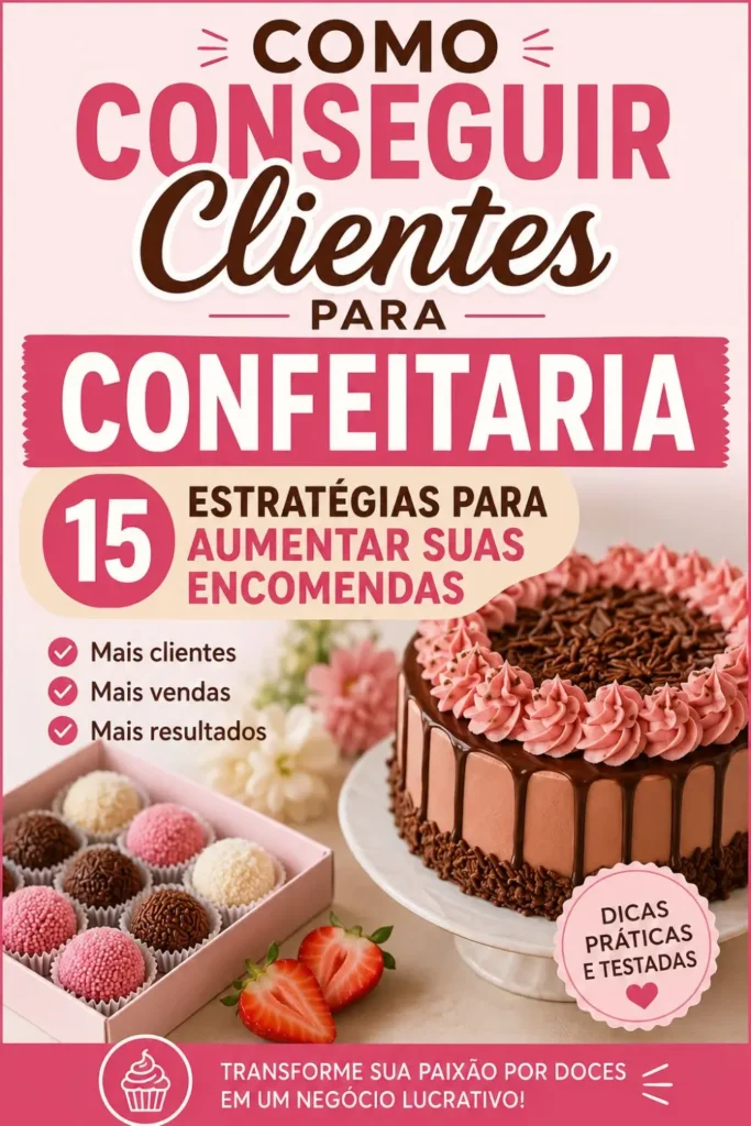 Como conseguir clientes para confeitaria utilizando Instagram, WhatsApp, marketing digital e estratégias para aumentar encomendas de doces.